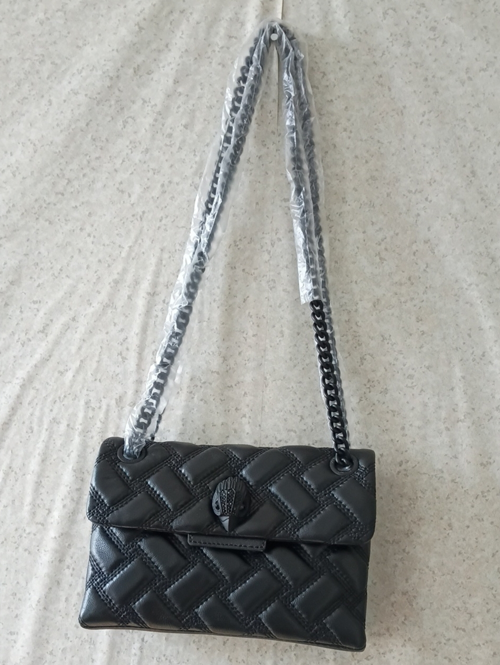 Black Quilted Chain Shoulder Bag - Unbranded